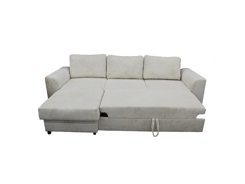 Canapé d'angle réversible et convertible velours beige Magda