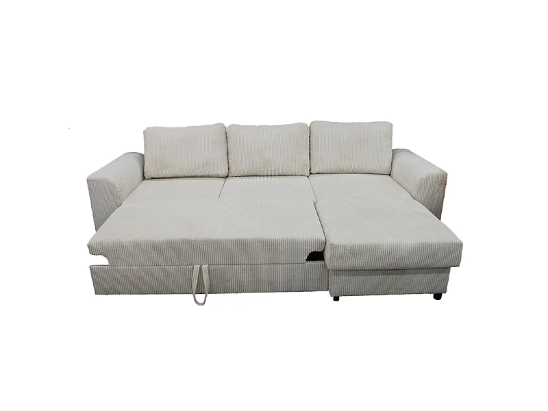 Canapé d'angle réversible et convertible velours beige Magda