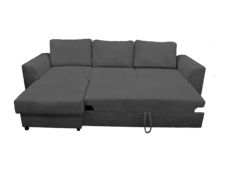 Canapé d'angle réversible et convertible velours gris Magda