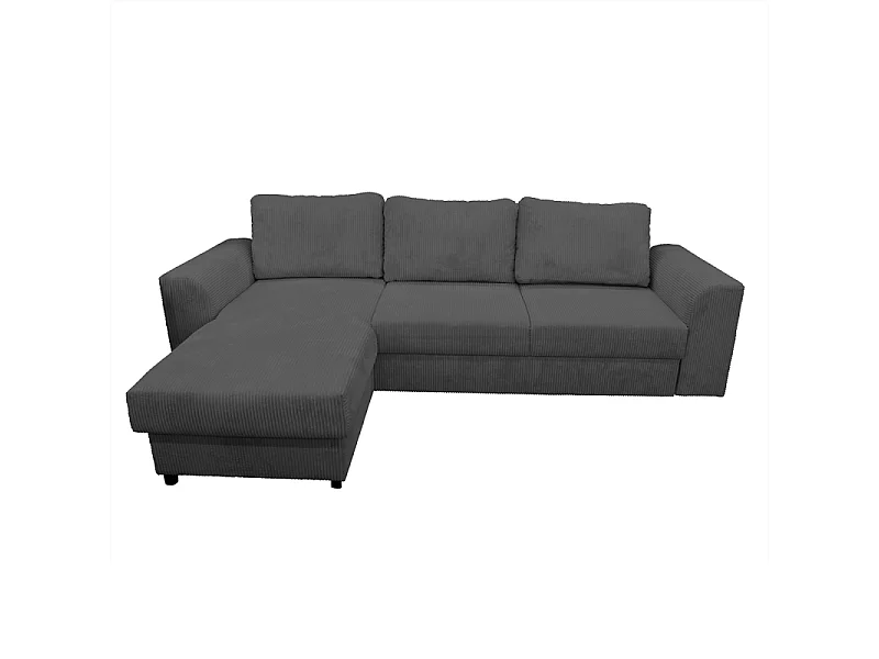 Canapé d'angle réversible et convertible velours gris Magda