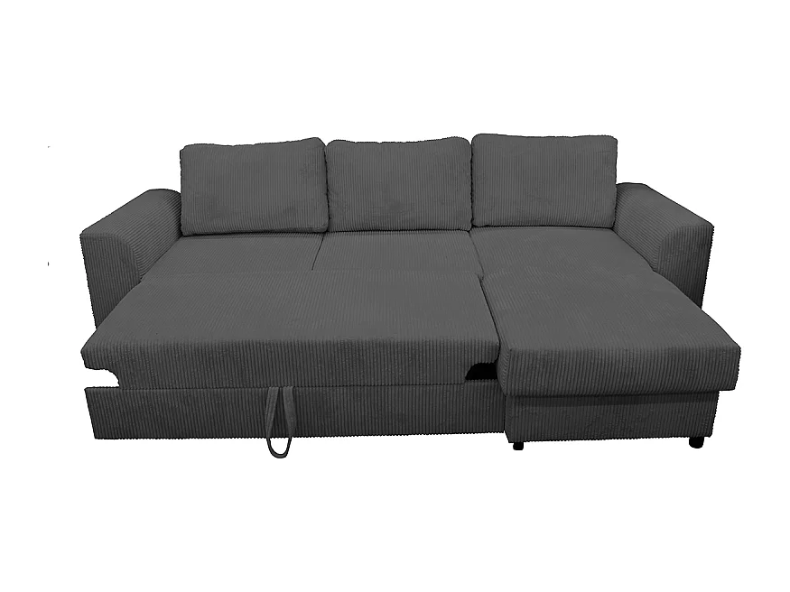 Canapé d'angle réversible et convertible velours gris Magda