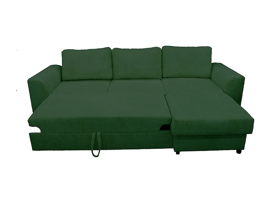 Canapé d'angle réversible et convertible velours vert Magda