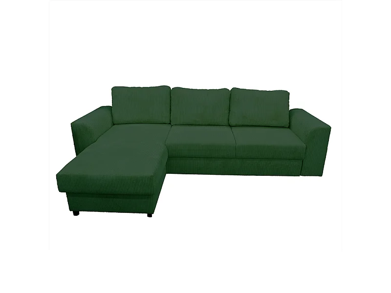 Canapé d'angle réversible et convertible velours vert Magda