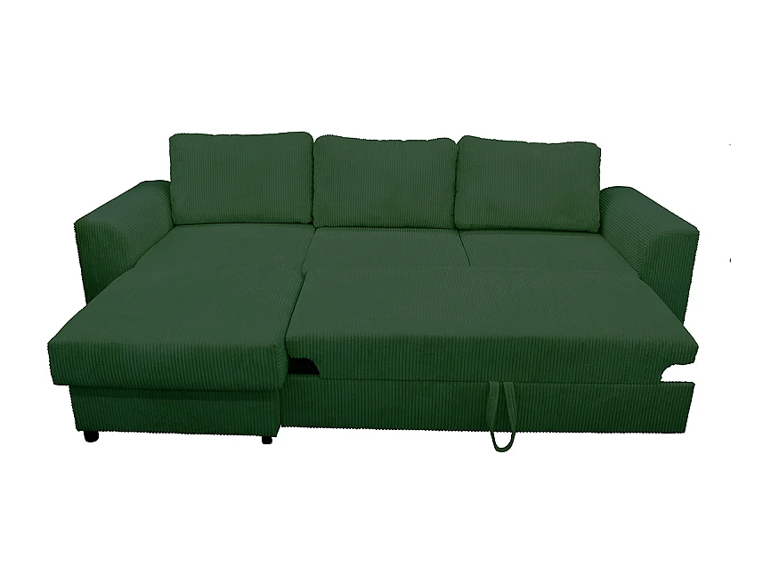 Canapé d'angle réversible et convertible velours vert Magda