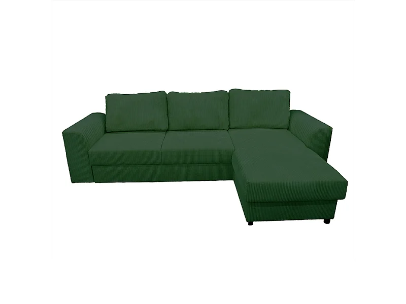 Canapé d'angle réversible et convertible velours vert Magda