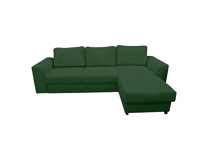 Canapé d'angle réversible et convertible velours vert Magda