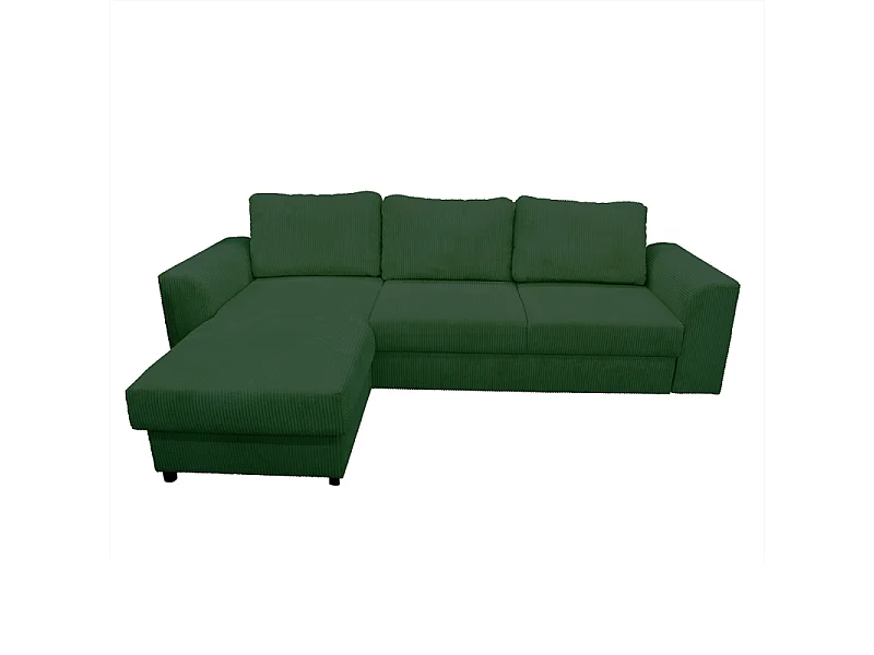 Canapé d'angle réversible et convertible velours vert Magda