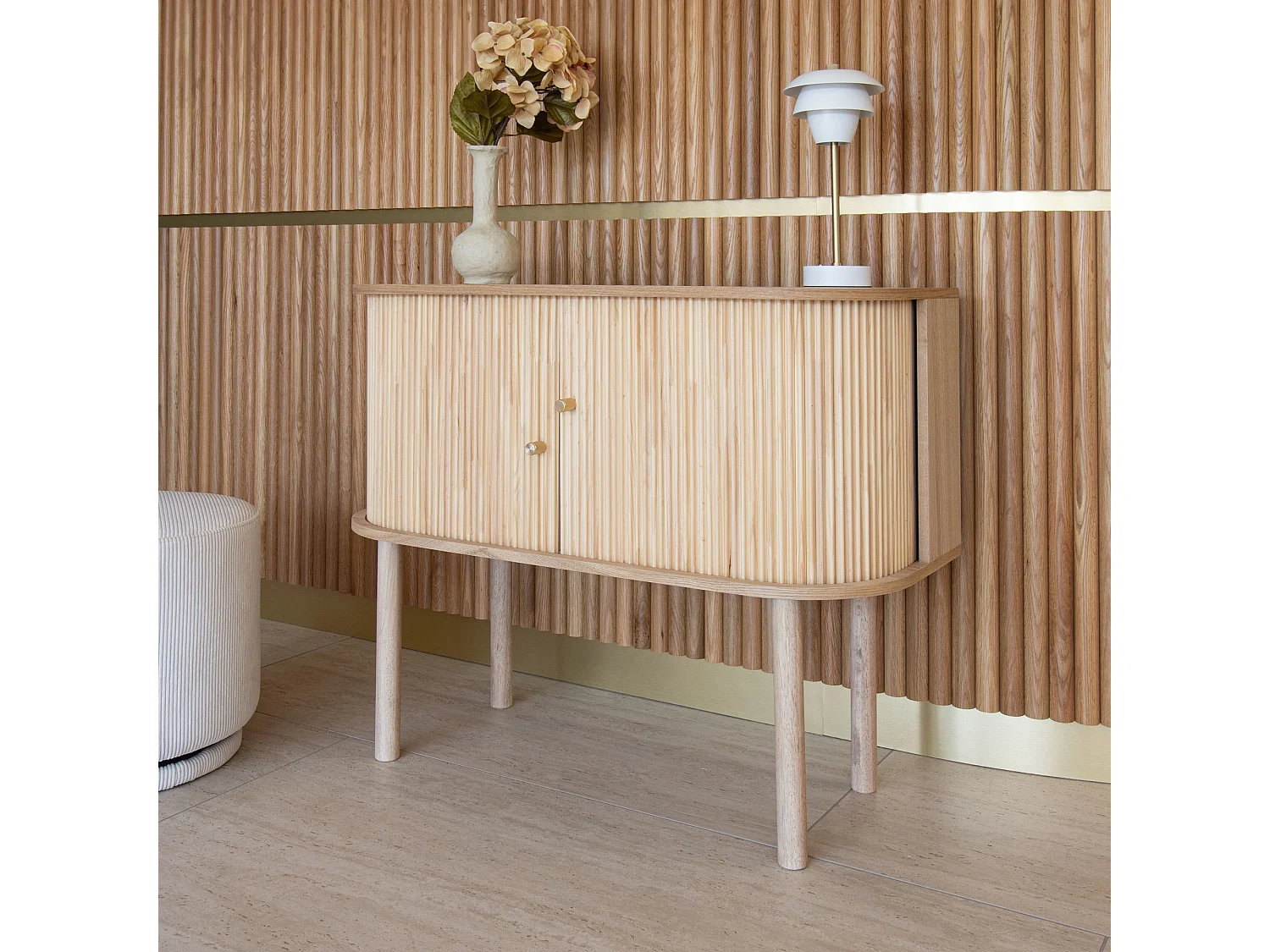 Now's Home - Bahut En Bois De Pin Naturel Avec Deux Portes 95x39x75cm Hector