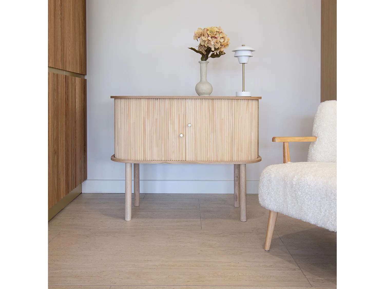 Now's Home - Bahut En Bois De Pin Naturel Avec Deux Portes 95x39x75cm Hector