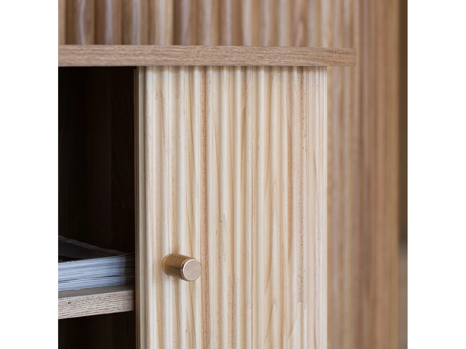 Now's Home - Bahut En Bois De Pin Naturel Avec Deux Portes 95x39x75cm Hector