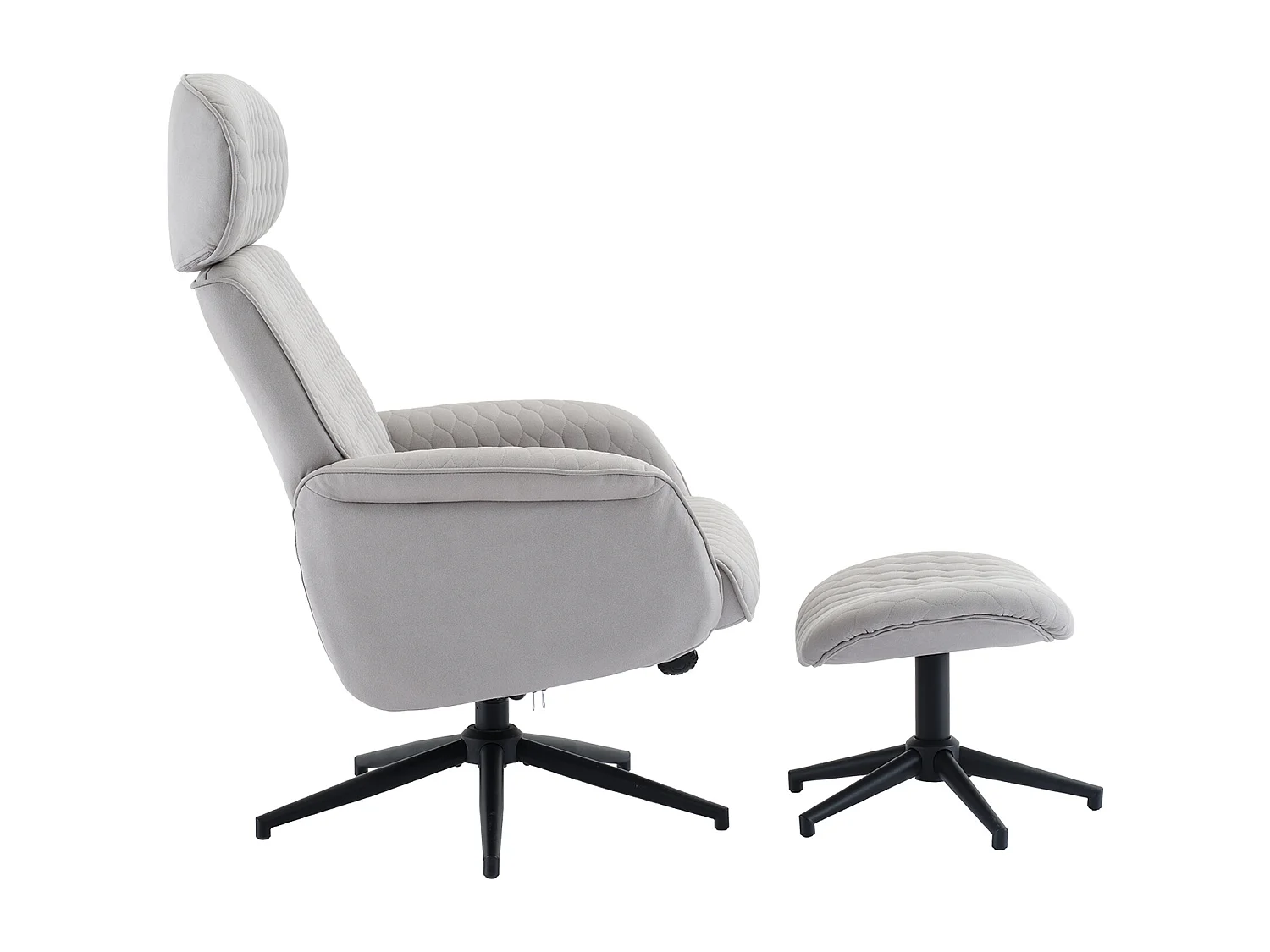 Fotel obrotowy z weluru z podnóżkiem i regulowanym oparciem - nachylny od 95° do 125° - Szary
