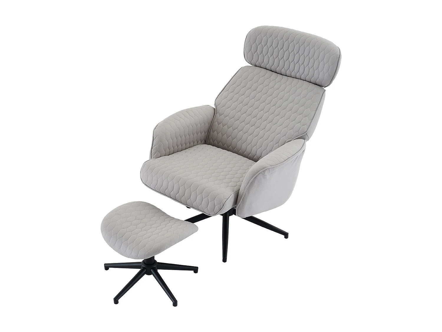 Fotel obrotowy z weluru z podnóżkiem i regulowanym oparciem - nachylny od 95° do 125° - Szary
