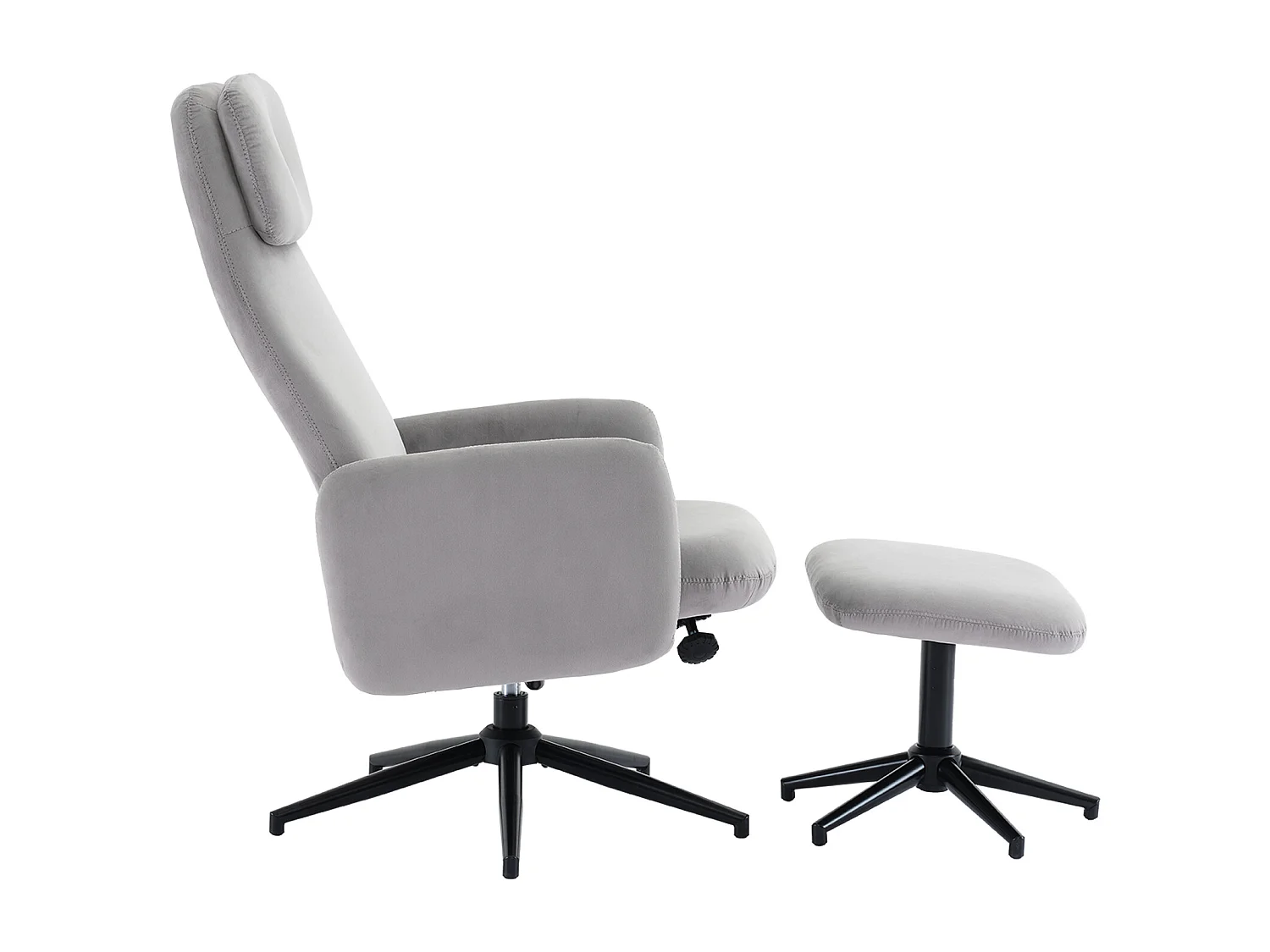 Fotel obrotowy z weluru z podnóżkiem - odchylany od 95° do 125° - Szary