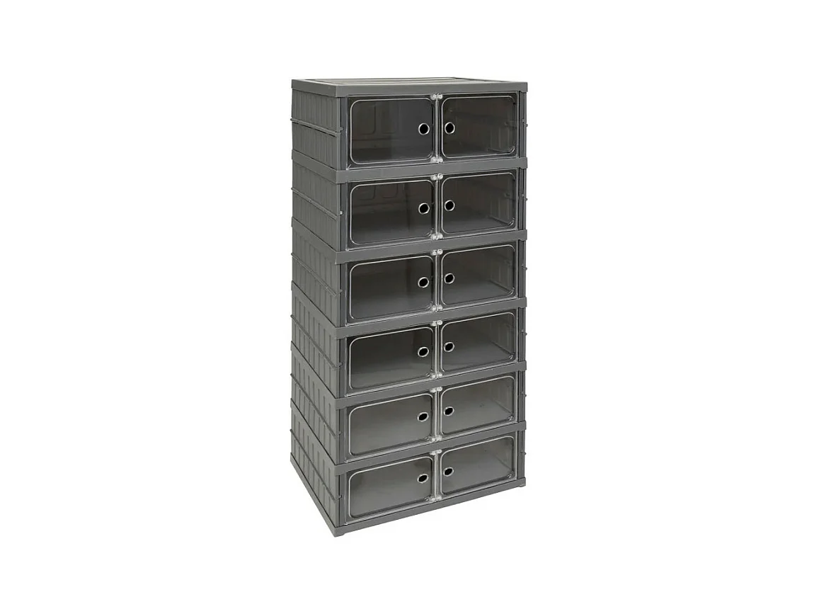 Tour de Rangement Pliable "6 Niveaux" 104cm Gris