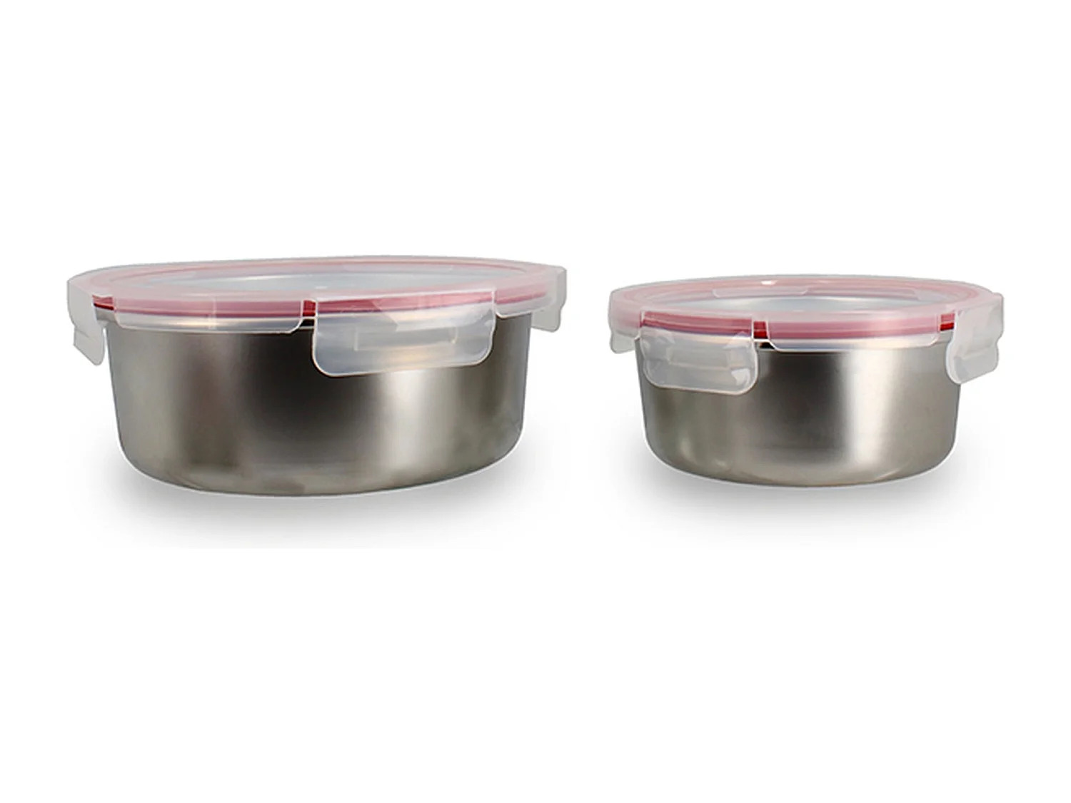 2 recipientes herméticos de acero inoxidable con tapa 5040178 Ø 15 y 20 cm, aptos para microondas