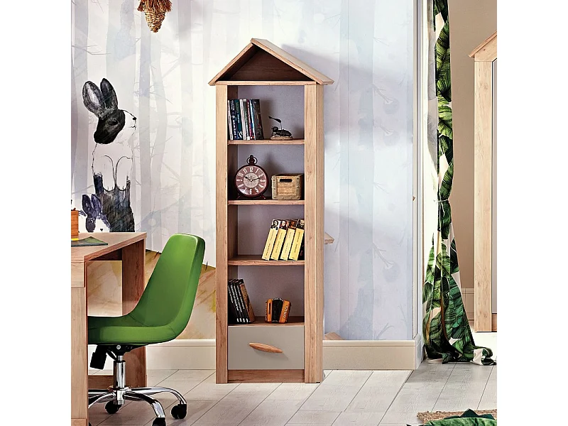 Regal Häuschen mit Schublade grau 164,4x47,4x41,3 cm