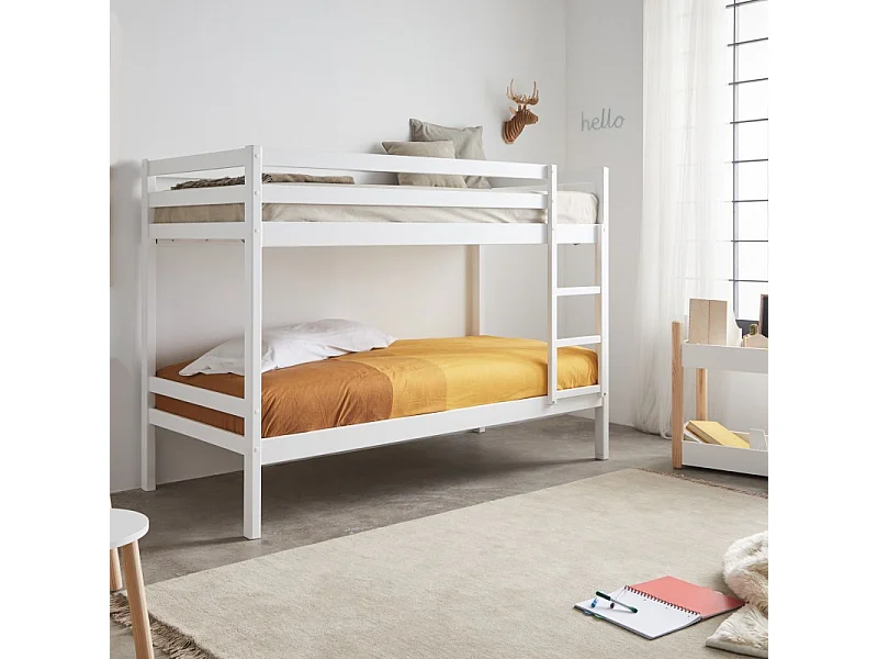 Lit superposé en bois blanc 90x190/90x190cm