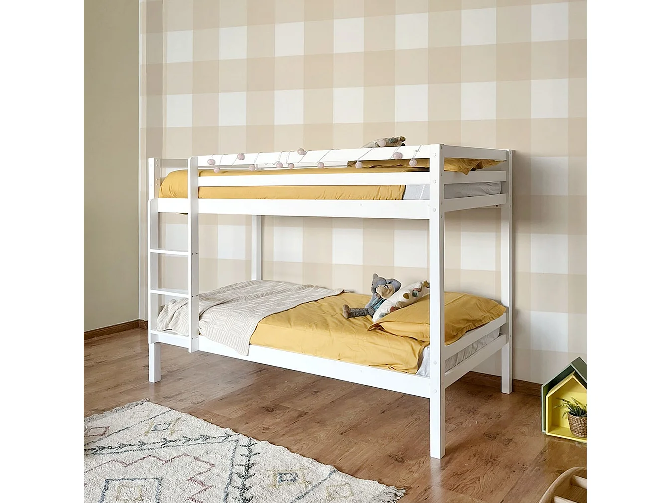 Letto a castello legno bianco 90x190/90x190cm