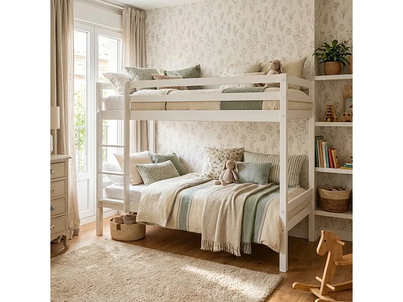 Letto a castello legno bianco 90x190/90x190cm
