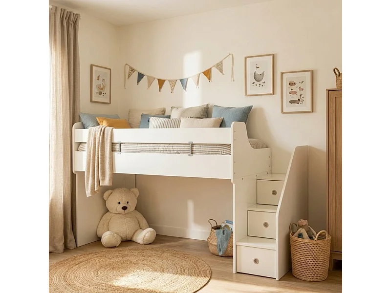Lit midi blanc 183x252x108cm