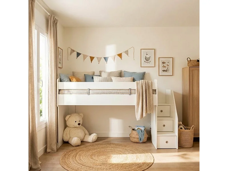 Lit midi blanc 183x252x108cm