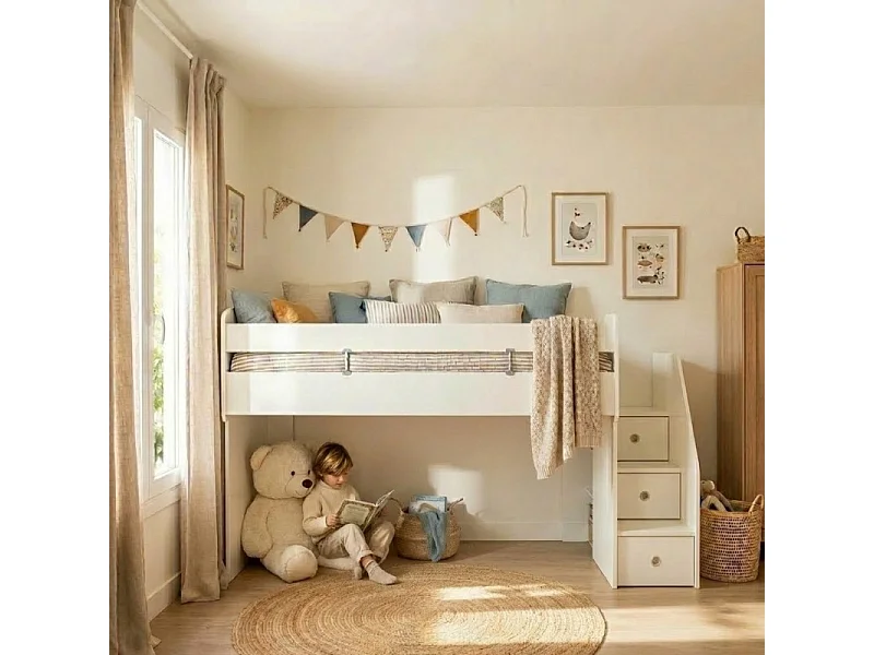 Lit midi blanc 183x252x108cm