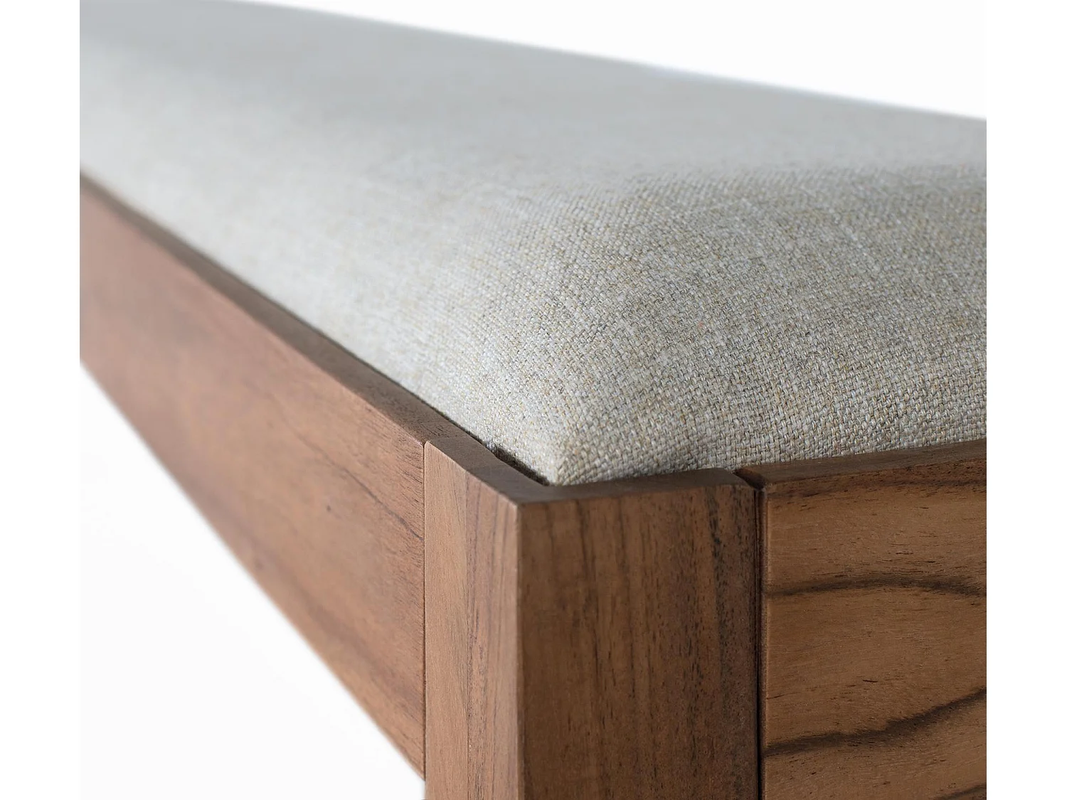 Banc en bois d'acacia massif recouvert de tissu