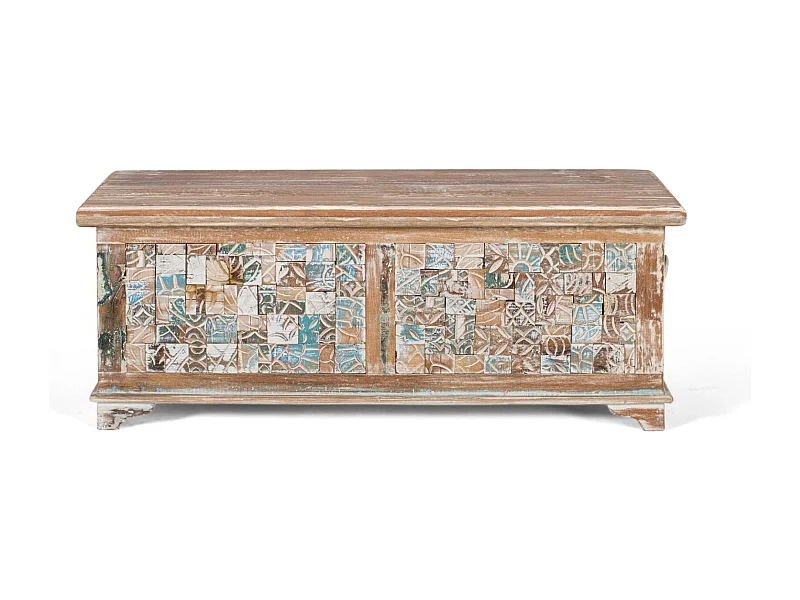 Truhe aus Mangoholz und recyceltem Holz