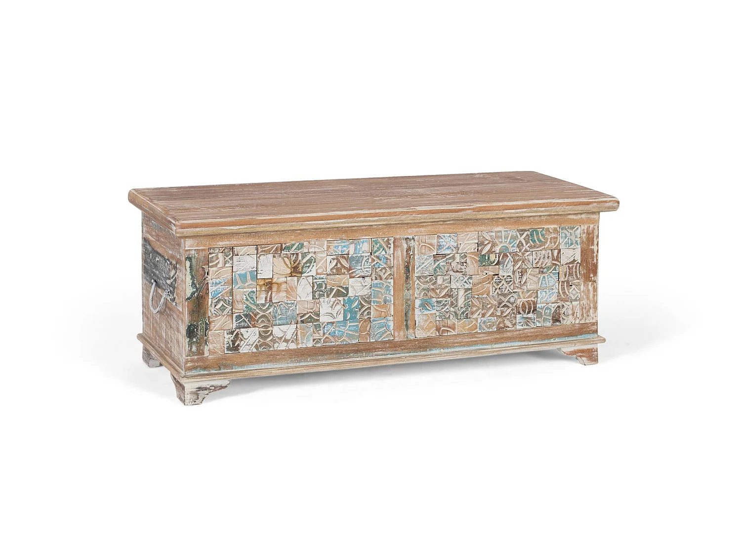 Kommode aus Mangoholz, 105 cm, rustikaler mediterraner Stil – 41 x 106 x 42 cm