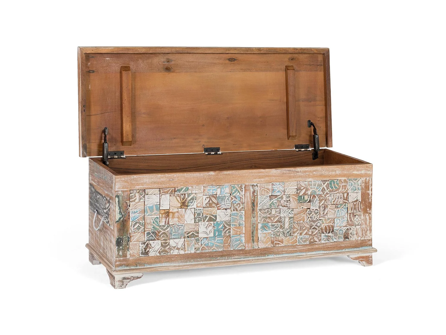 Kommode aus Mangoholz, 105 cm, rustikaler mediterraner Stil – 41 x 106 x 42 cm