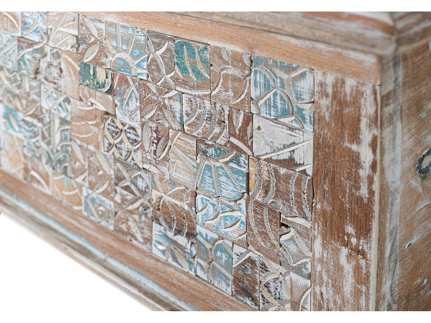 Kommode aus Mangoholz, 105 cm, rustikaler mediterraner Stil – 41 x 106 x 42 cm