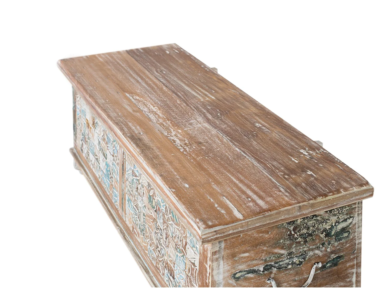 Kommode aus Mangoholz, 105 cm, rustikaler mediterraner Stil – 41 x 106 x 42 cm