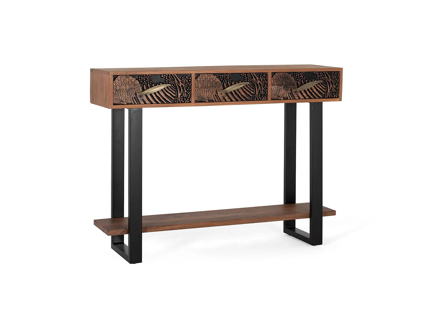 Console en bois d'acacia 120 cm, style ethnique moderne - 91 x 120 x 35