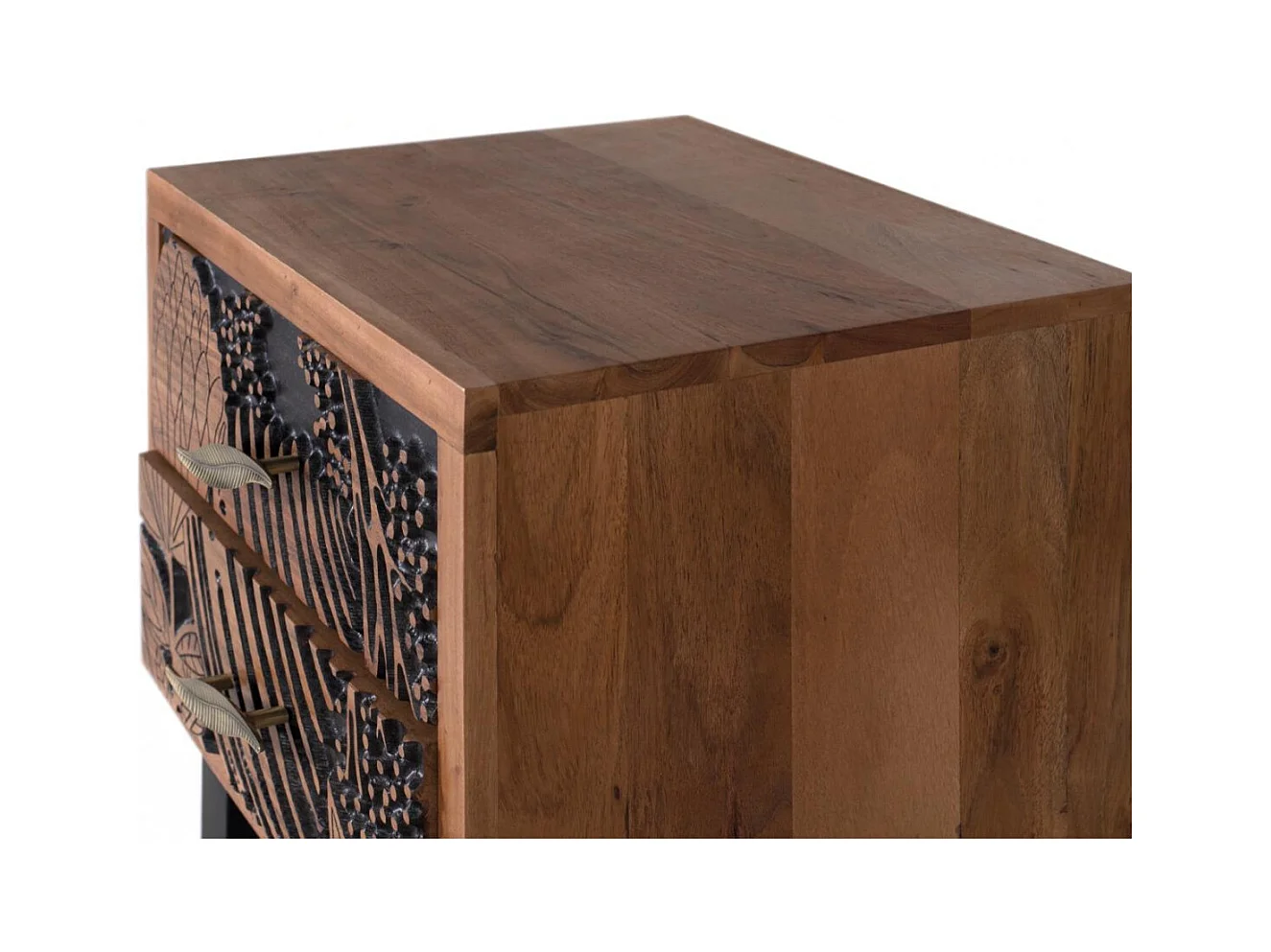 Nachttisch aus Akazienholz und Metall