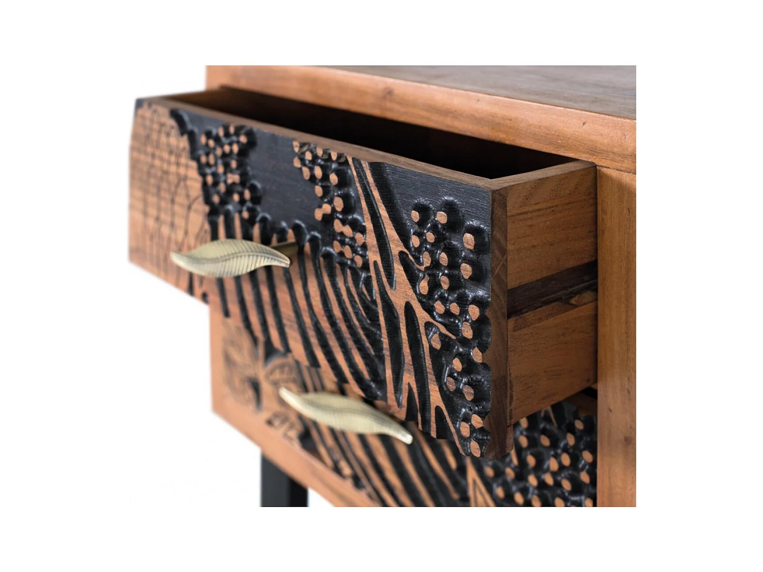 Nachttisch aus Akazienholz und Metall