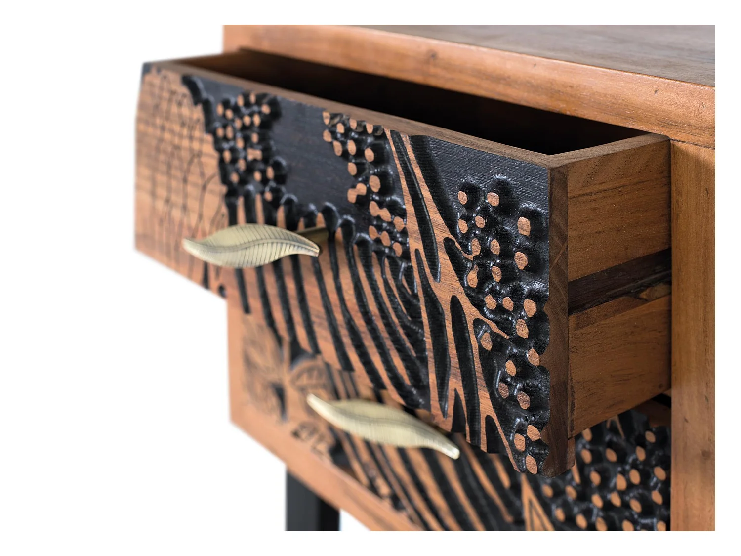 Nachttisch aus Akazienholz und Metall