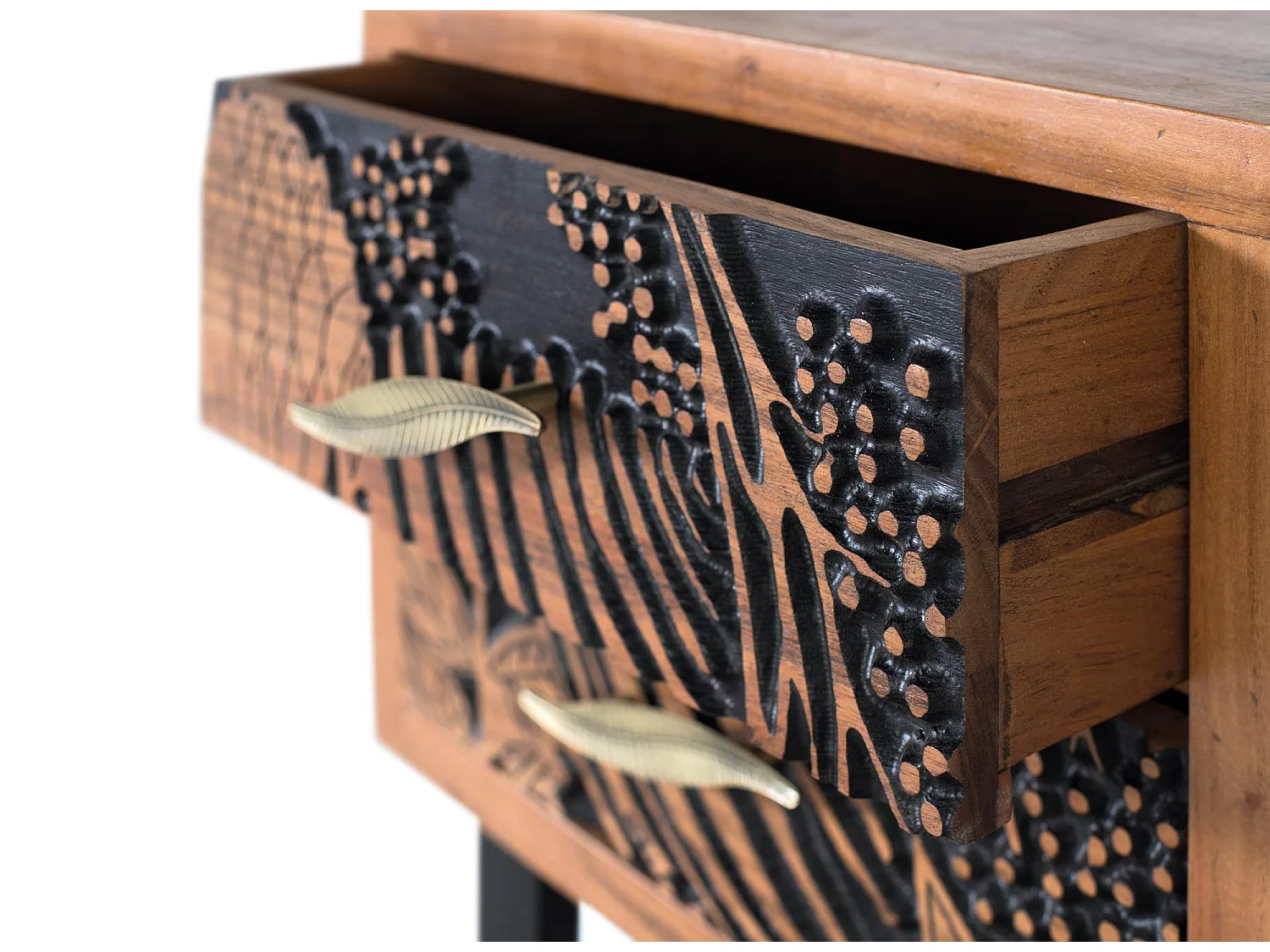 Table de chevet bois d'acacia en metaal