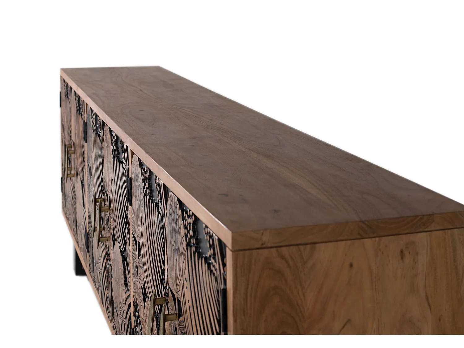 Buffet bois d'acacia naturel et noir plus métal