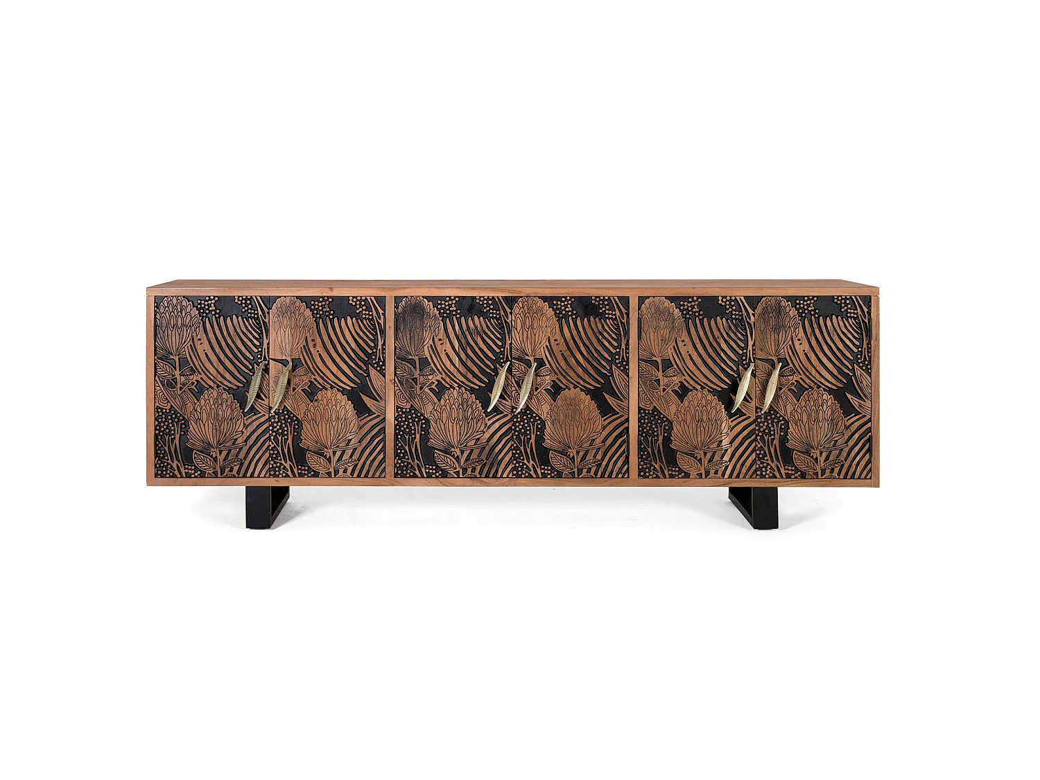 Buffet en bois d'acacia de style ethnique moderne - 74 x 220 x 42