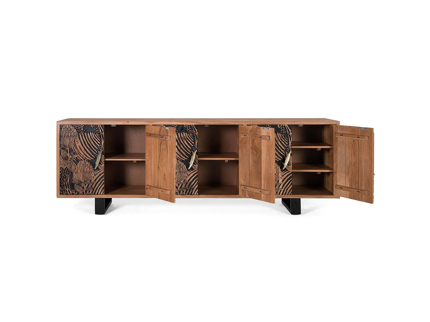 Buffet en bois d'acacia de style ethnique moderne - 74 x 220 x 42