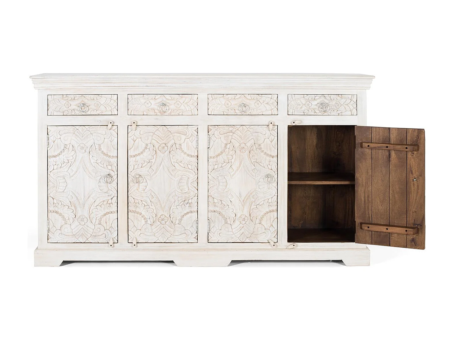 Buffet en bois manguier blanc vieilli
