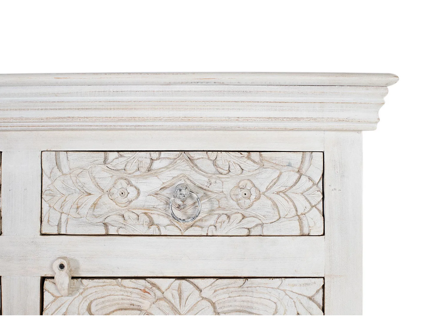 Buffet en bois manguier blanc vieilli