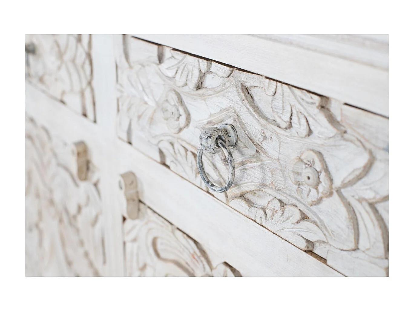 Buffet en bois manguier blanc vieilli