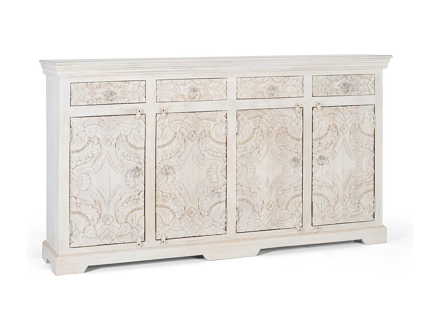 Buffet en bois manguier blanc vieilli