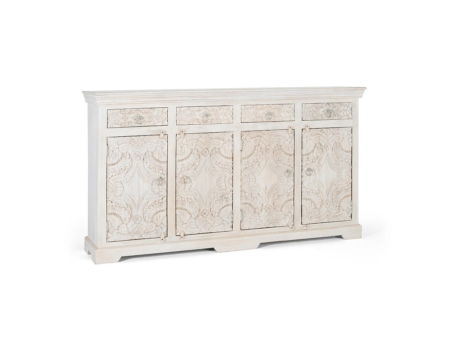 Buffet en bois de manguier sculpté, style ethnique - 100 x 180 x 40