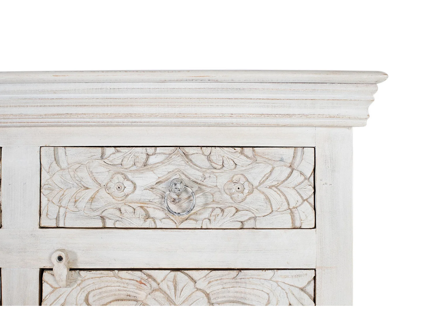 Buffet en bois de manguier sculpté, style ethnique - 100 x 180 x 40