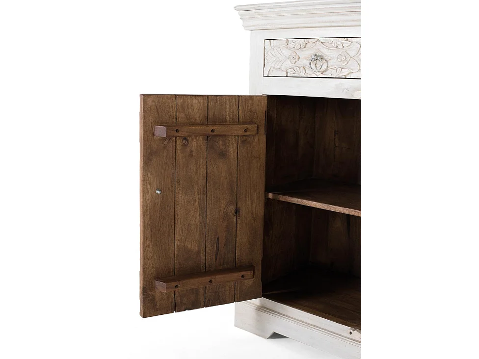 Buffet en bois de manguier sculpté, style ethnique - 100 x 180 x 40