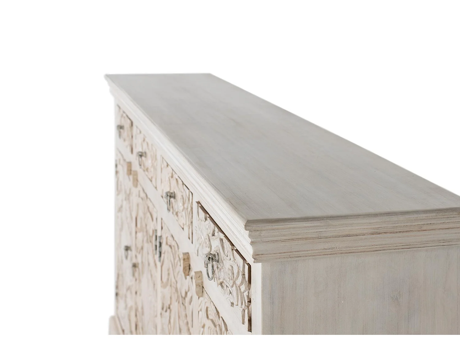 Buffet en bois de manguier sculpté, style ethnique - 100 x 180 x 40