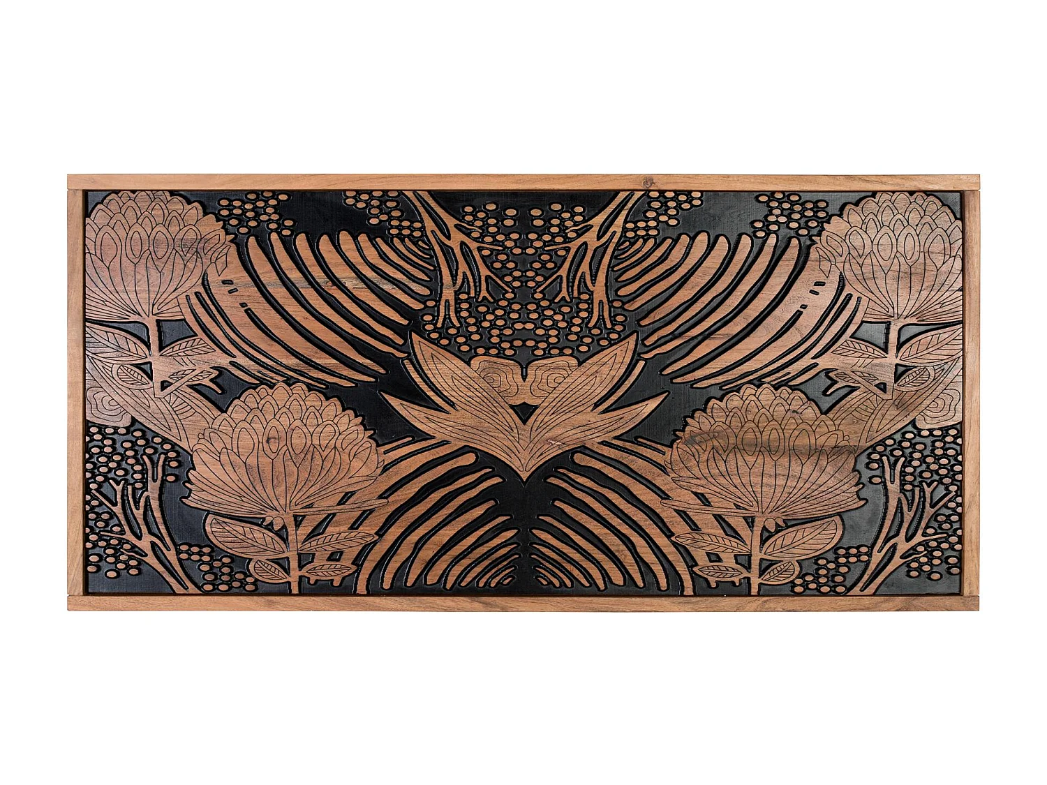 Tête de lit en bois d'acacia naturel et noir