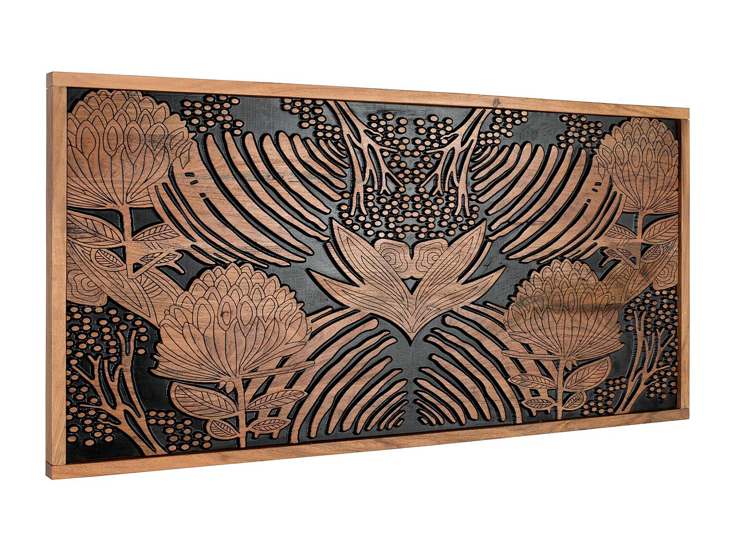 Tête de lit en bois d'acacia naturel et noir